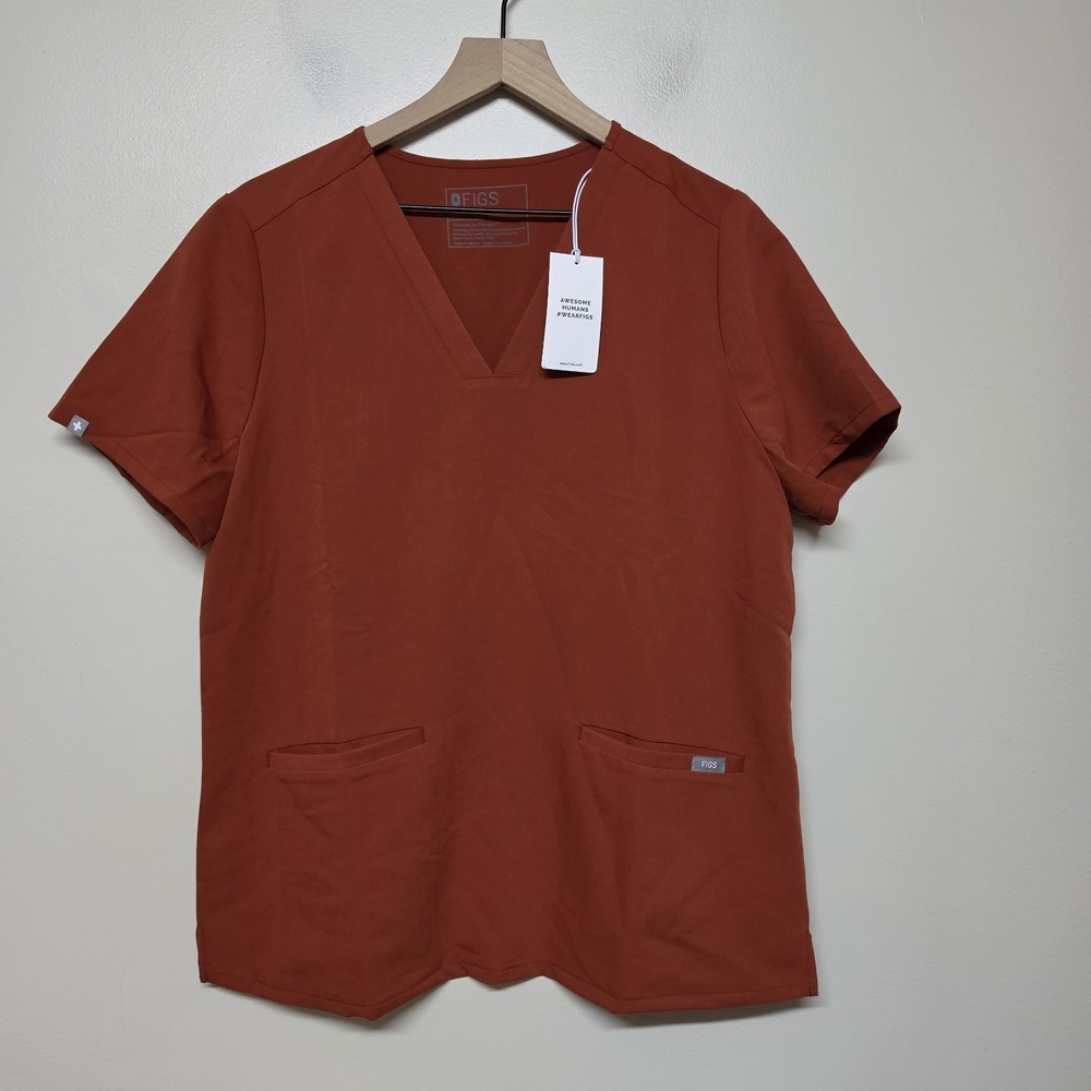 Figs Womens Casma Three Pocket Technical Scrub Top LRG‎ Limited Edition Auburn